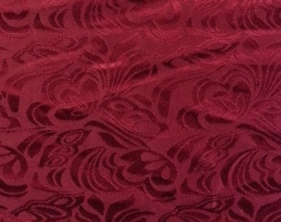 TB-FDN  提花桌布  枱布 100％滌  鬱金香-酒紅 花瓣紋 正面照